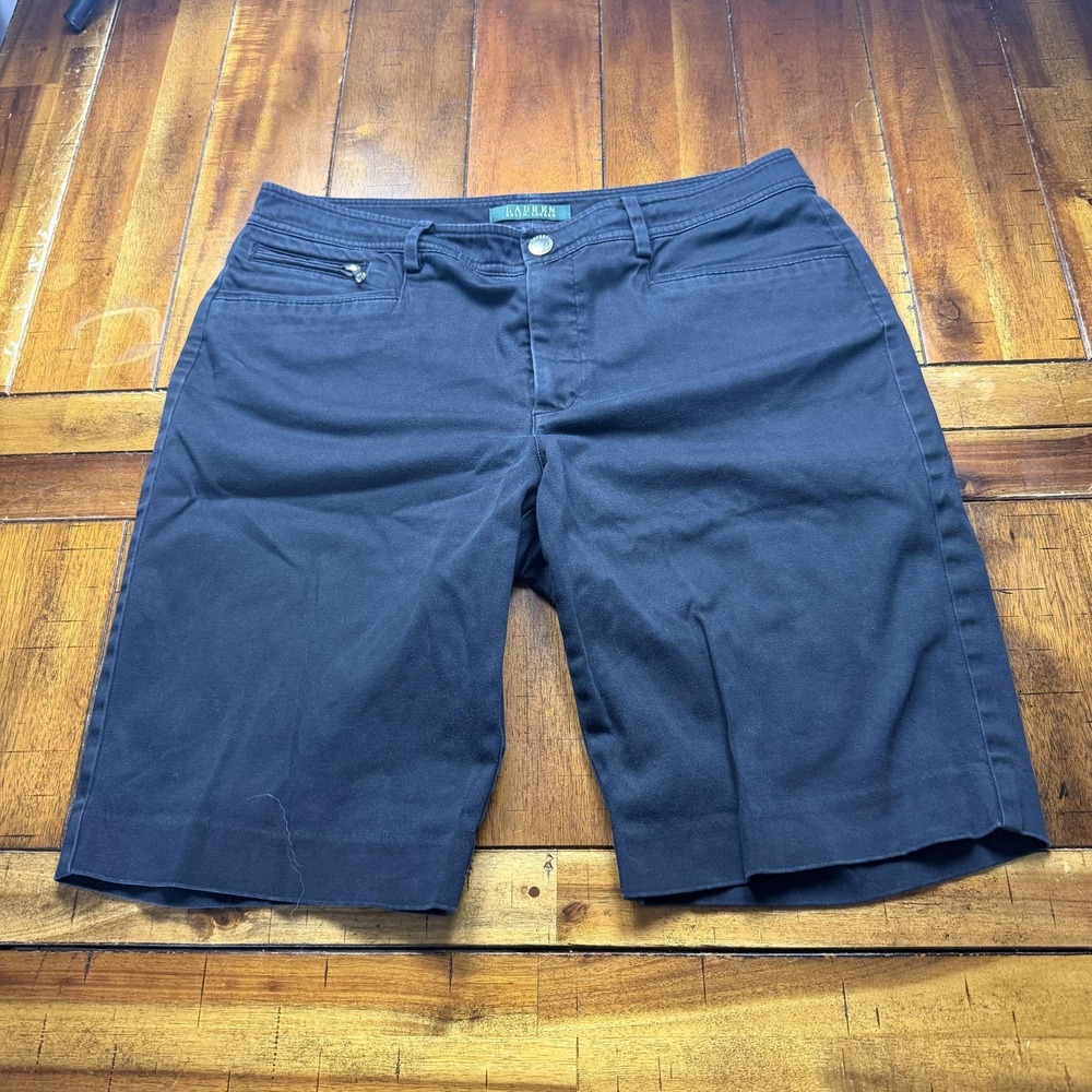 Lauren Ralph Lauren Bermuda Shorts Womens 6 Blue Twill Stretch Beach Summer - Picture 2 of 10